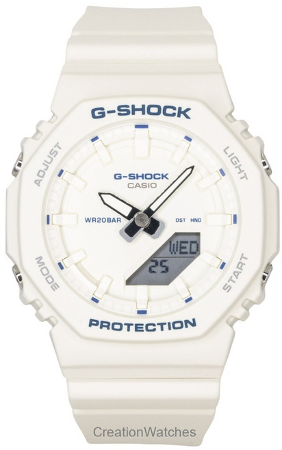 카시오 G-Shock 아날로그 디지털 바이오 기반 레진 스트랩 아이보리 다이얼 쿼츠 GMA-P2100BA-7A 200M 여성용 시계