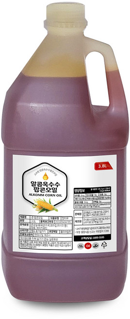 금강월드 알콤옥수수 팝콘오일, 1개, 3.8L