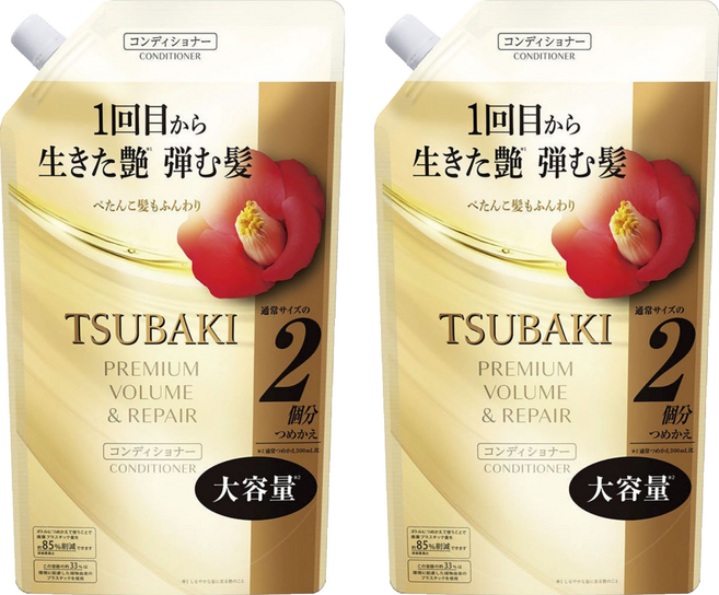 츠바키 프리미엄 볼륨 & 리페어 컨디셔너 리필용, 2개, 600ml