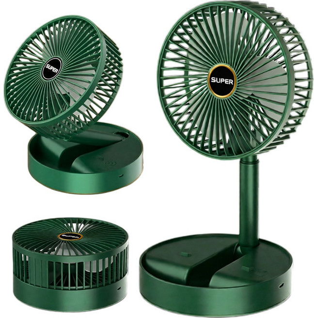 오컴멀 무선 탁상용 선풍기 접이식 휴대용 무소음 사무용 캠핑 수면용, 네이쳐그린