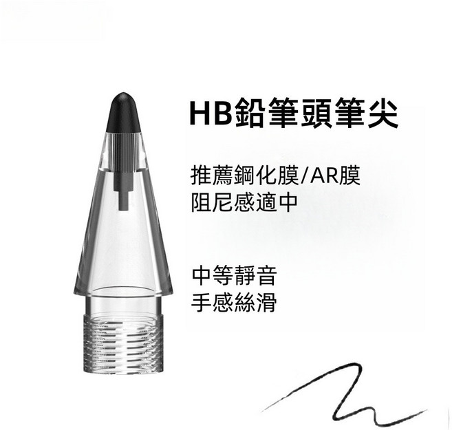 Apple Pencil 1/2 通用 軟矽膠筆尖套 輕柔防滑 耐磨靜音, HB子彈頭-透明官替款, 1個