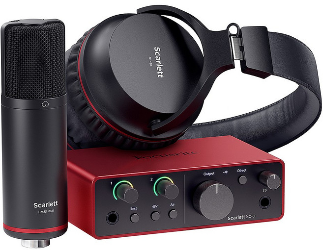 포커스라이트 스칼렛 솔로 스튜디오 4세대 홈 레코딩 루프백 USB 오디오 인터페이스 패키지 [공식인증점]