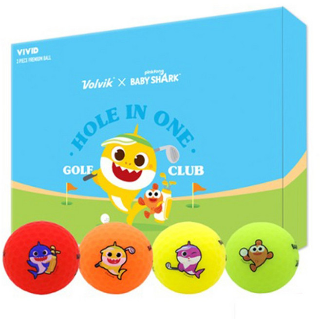 볼빅 골프공 선물세트 비비드 아기상어 3피스, 혼합색상, 12개입, 1개