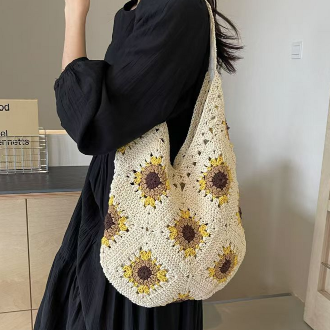 삼송언니 여성 니트 그물 숄더백 손뜨개 그물 가방