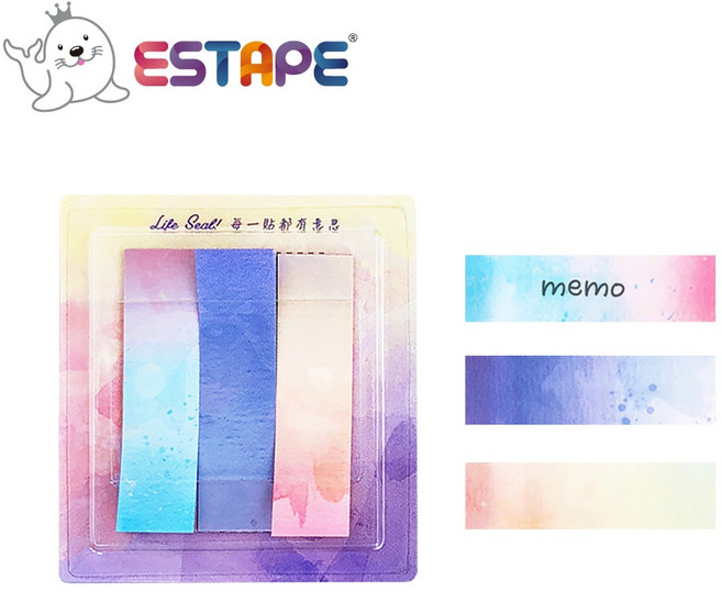 王佳ESTAPE Memo 抽取式易撕貼隨手卡 渲彩組合（手帳.貼紙.可書寫.標籤.註記.日記.便利貼.重複黏貼）, 1個, 渲彩組合