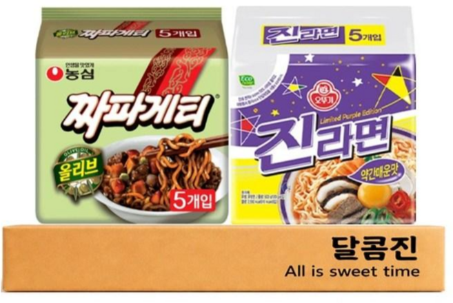 [달콤진] 짜파게티 5P + 진라면 약간매운맛 5P, 1세트