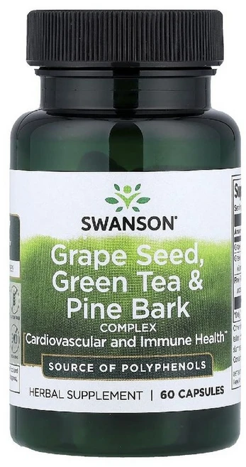스완슨 포도씨 녹차 소나무껍질 복합체 그린티 그레이프 파인 캡슐 60정 - 쿠팡