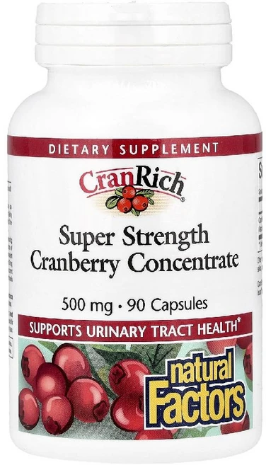 내추럴팩터스 크랜리치 슈퍼 스트렝스 크랜베리 추출물 500mg 캡슐 90정, 1개 - 쿠팡