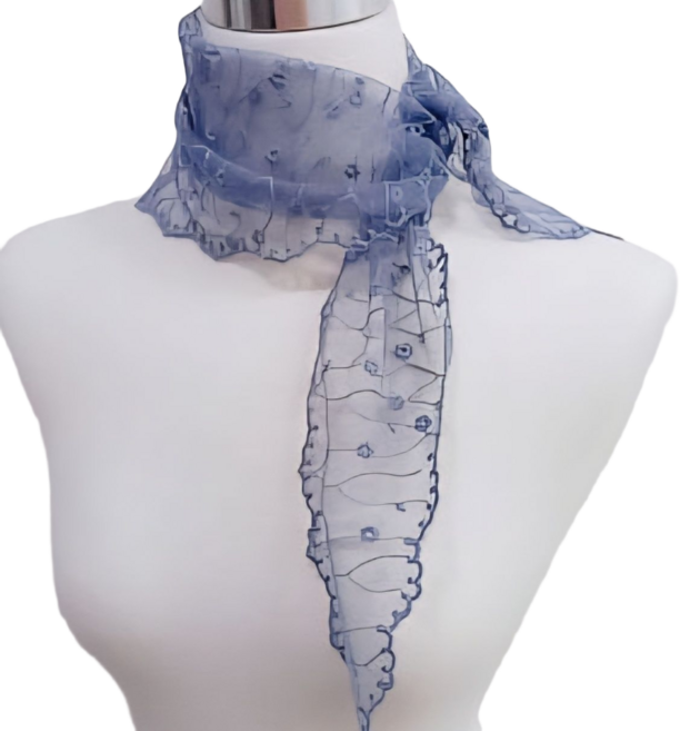 여성 꽃 자수 시스루 망사 여름 쁘띠 스카프