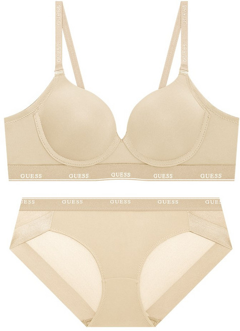 게스언더웨어 스트롱 서포트 노와이어 브라 팬티 세트 - 라이트베이지