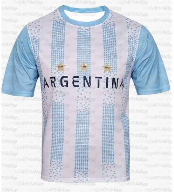 축구 저지 티셔츠 아르헨티나 스트라이프 그래픽 프린트 클래식 통기성 스포츠 유니폼 훈련 대회용, 1개, 색상: 3. T36966 / 크기: J. 6XL 사이즈