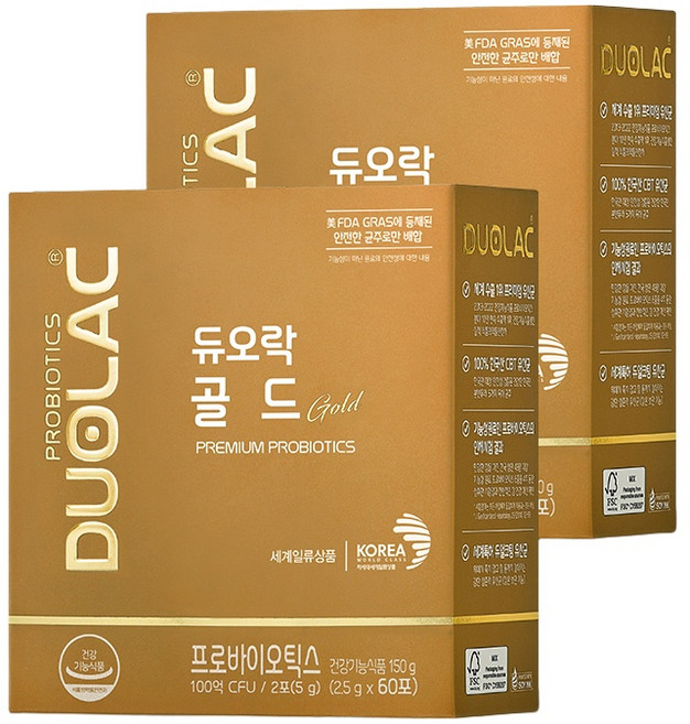 듀오락 골드 생존력 강한 유산균 60포 2개