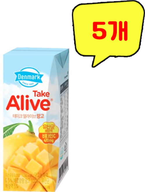 덴마크 테이크 얼라이브 망고, 200ml, 5개