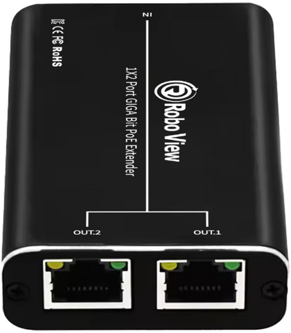 글로벌아이넷 로보뷰POE-2 무전원 2포트 POE 스위치 익스텐더 리피터 기가비트 30W, 1개
