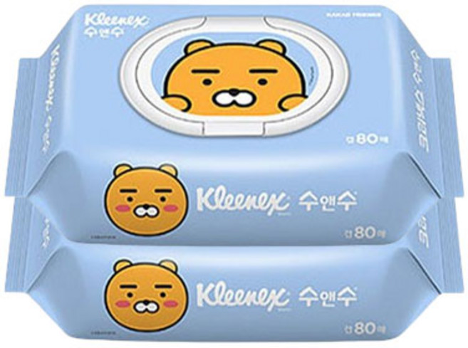 크리넥스 수앤수 캡 라이언 물티슈, 2개