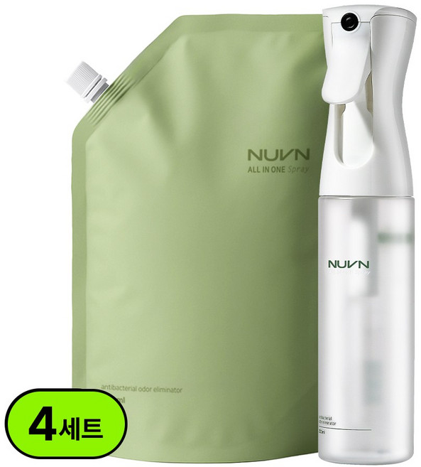 누븐 섬유탈취제 룸스프레이 탈취 300ml+950ml, 1250ml, 4세트