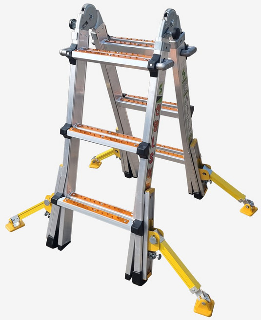 더 안전한 사다리 3단 논슬립 안전발판형 (HSN-L4021) 조절형 아웃트리거 미끄럼방지바