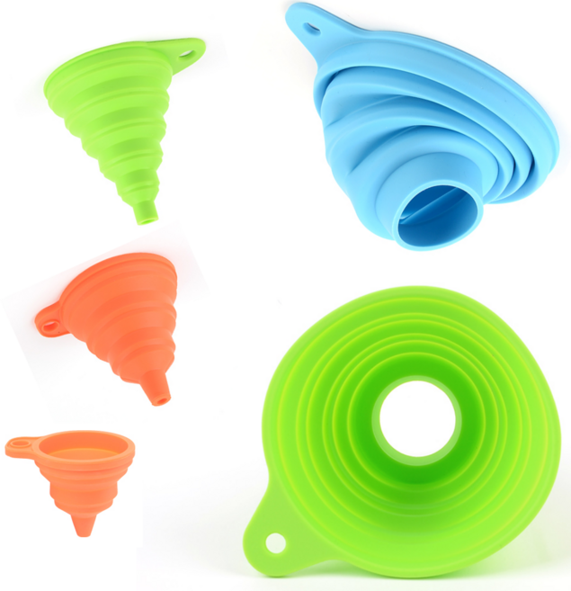 바이아트몰 깔때기 실리콘 여러가지 칼라 크기 미니/소/중/대 간편보관 접이식 납작 깔대기 약수터갈때, 블루, 미니, 1개
