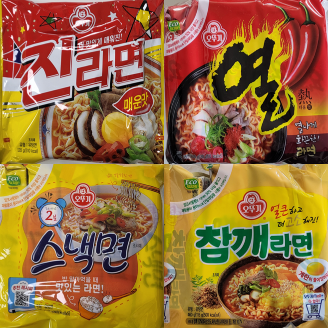 오뚜기 진라면 매운맛120gx5개+열라면120gx5개+스낵면108gx5개+참깨라면115gx4개