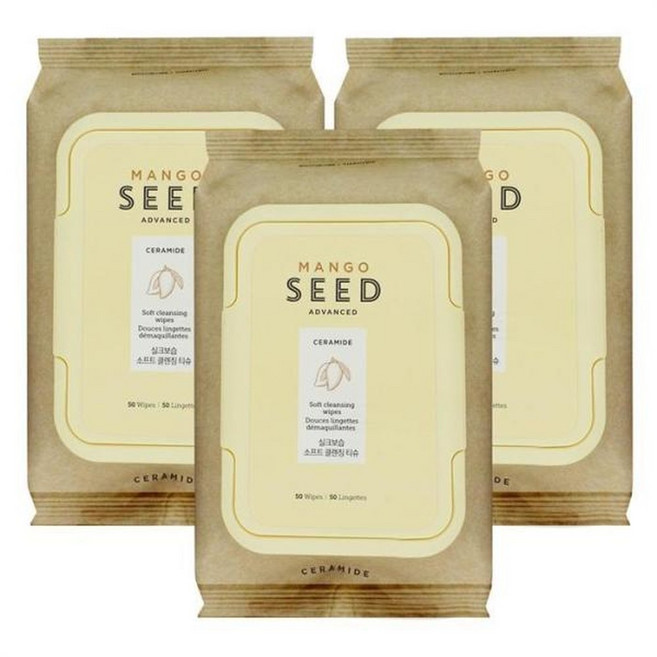 망고씨드 실크보습 소프트 클렌징 티슈 50매 x 3개, 50매입, 3박스