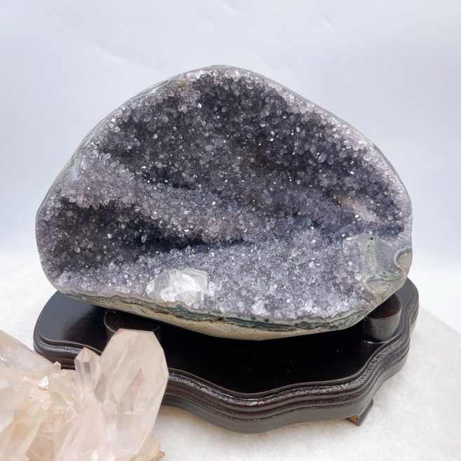 巴西紫水晶晶鎮 特殊方解石二次結晶 原石原皮 居家能量擺飾