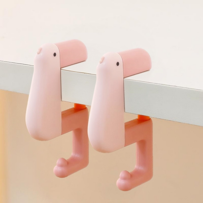 일상색감 오리 가방걸이 휴대용 책상, 2개, 핑크