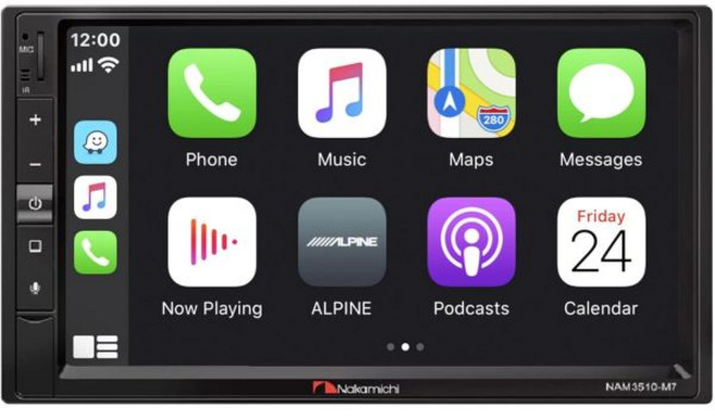 나카미치 NAM3510-M7 7인치 터치스크린 인대시 더블-DIN 스테레오 Apple CarPlay 및 Android Auto와 호환됨