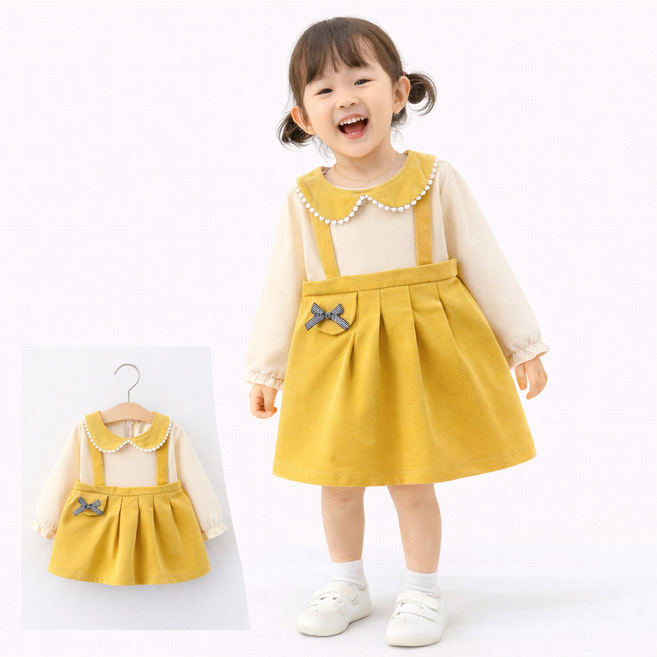 여아 자수 카라 유아 공주원피스 아동 봄 가을 키즈 드레스