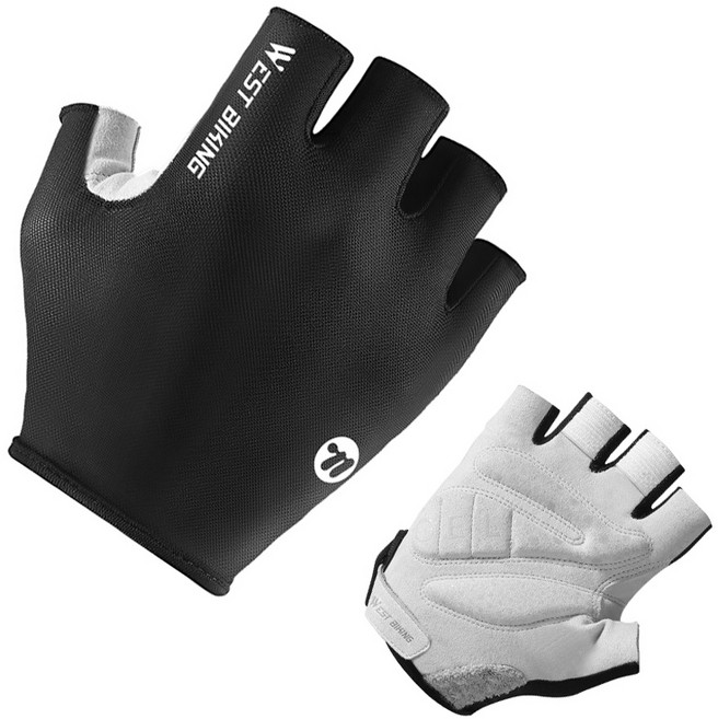 시그니처베이지 자전거 라이딩 반장갑 YPZ264, 블랙, 1세트