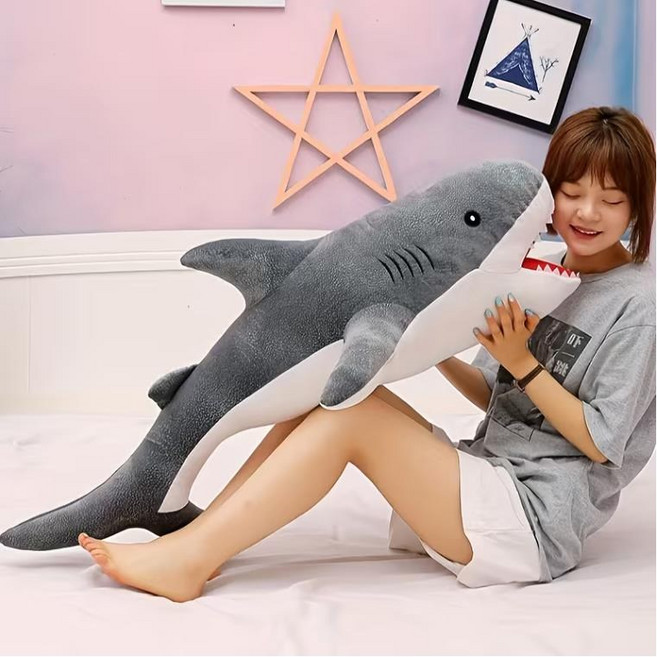 MAKABORO별하늘 상어 인형 메갈로돈 인형 봉제인형 안고자는 쿠션 바디필로우 생일선물, 그레이