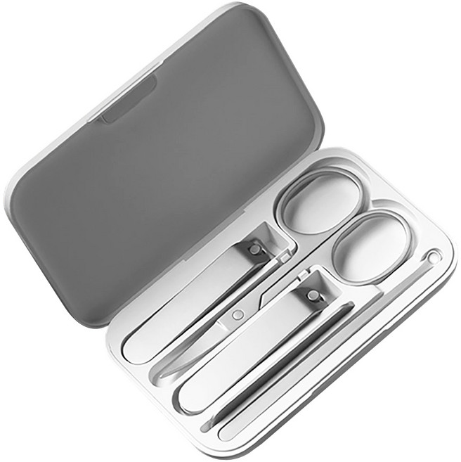 [당일출고]샤오미 미지아 손톱깎이 5종세트 네일케어 손톱정리 휴대용 자석수납, 1세트, 실버