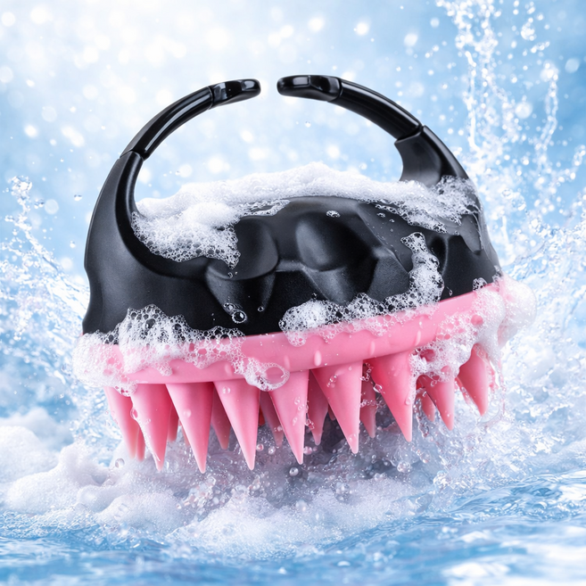 바른선택 두피 마사지 샴푸 브러쉬, 1개, 블랙핑크