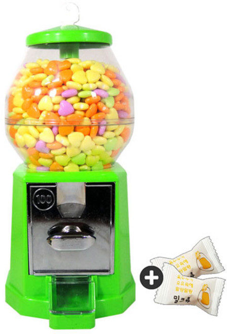 초코볼 캔디 미니자판기 1kg용량(그린) 1개(밀크츄 2개포함), 1개