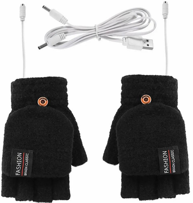 겨울 충전식 usb 전기 가열 장갑 사이클링 양면 가열 장갑 야외 핑거리스 장갑 자전거 액세서리, 검은색, 1개, 색상: 5. A