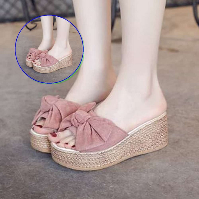 쌍문상회 지금 필요한 편안한 리본 착용 모던한 신발 샌들 사무용 여성 통굽 슬리퍼 MG_왕리본 k31872EA