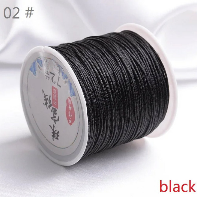 구슬 Rattail 매듭 트림 꼰 m 중국어 0.8mm 쥬얼리 실크 45 만들기 코드 새틴 나일론 코드, black ( 02 ), 1개