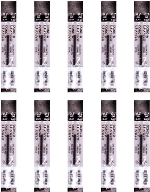 동아 유노크(U-KNOCK) 볼펜 리필심, 10개, 0.7mm-블랙(B)