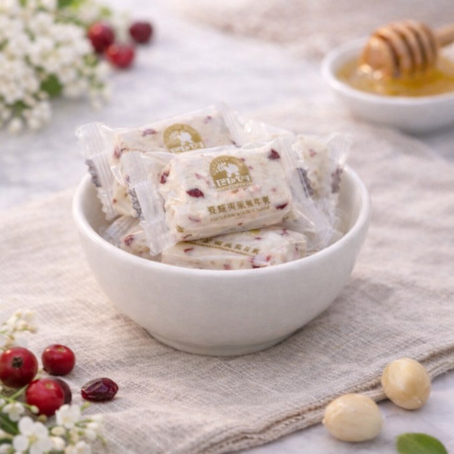 糖之坊 夏威夷豆牛軋糖 蔓越莓口味, 1個, 蔓越莓夏威夷豆牛軋糖(300g)