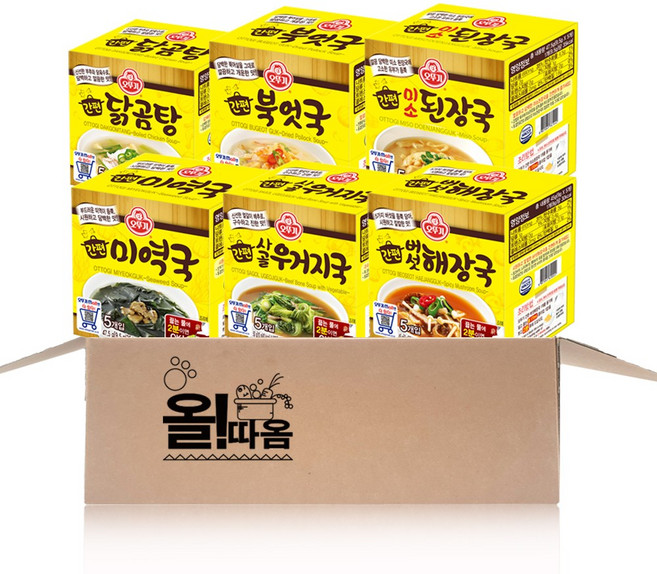 오뚜기 간편블럭국 6종 기획세트 1호(미역국+사골우거지국+버섯해장국+닭곰탕+북엇국+미소된장국), 1개, 47.5g