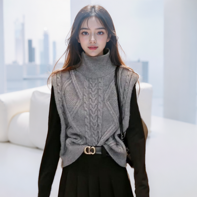 [비니브]1+1 하이넥 리버스 니트 베스트 조끼 홈쇼핑 노출 이월상품