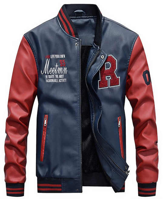 위드에이 남자 아우터 가죽 R패치 야구점퍼 레더 스타디움 자켓 WAH028-D