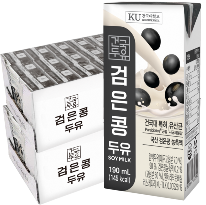 건국 검은콩 두유, 190ml, 48개
