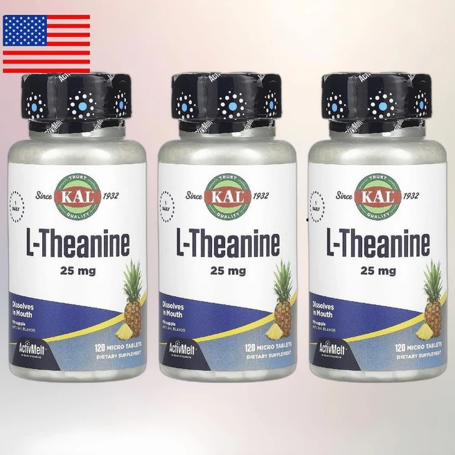 칼 엘 테아닌 액티브멜트 파인애플맛 25mg 120정 미니 L Theanine 3개, 120g - 쿠팡