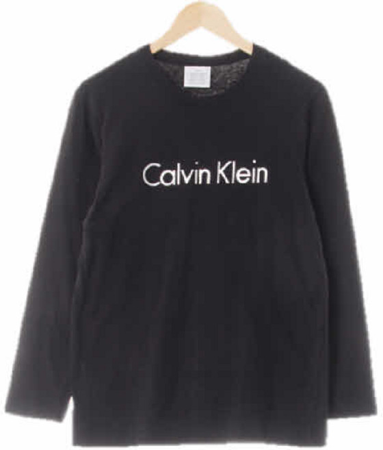 2066 캘빈클라인진 블랙 면 은박로고라운드긴팔티 [M]