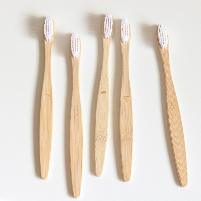 장수 대나무칫솔 세트 성인용 부드러운 미세모 나무칫솔, 5개, 1세트