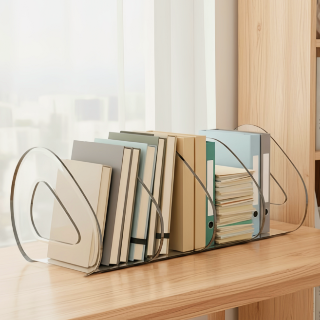 융풍 책꽂이 북엔드 책상 칸막이 아크릴거치대 책꽂이정리함 책 지지대, 투명색