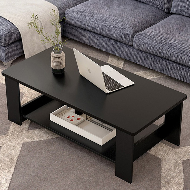 SeekFun 다용도 좌식 테이블 책상 거실 테이블 2단 수납 티테이블 낮은 테이블 원룸 자취방 소형 테이블 1000mm/1200mm, 블랙