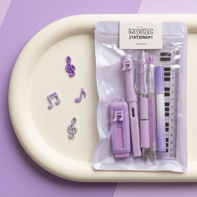 마보앤할로 문구세트 음악 학용품 볼펜세트 단체선물, 1세트, 퍼플
