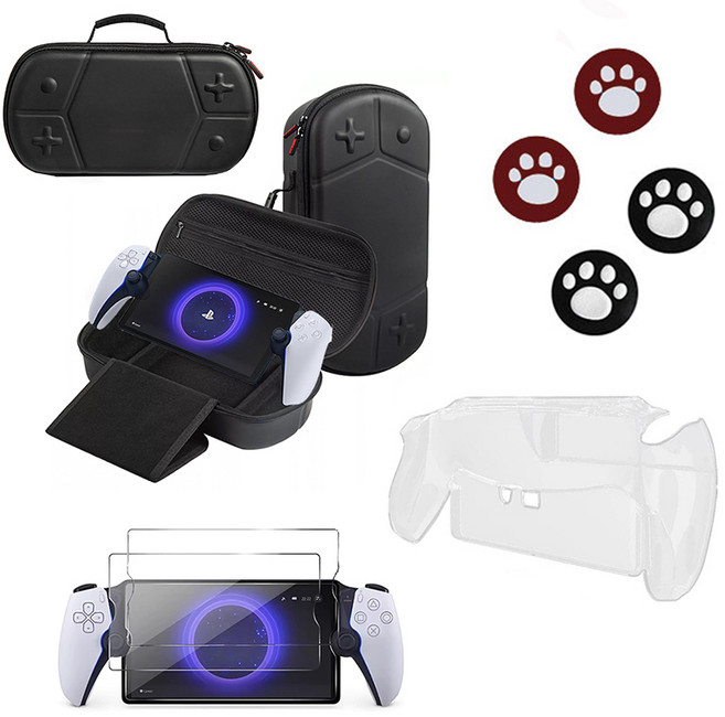 아싸라봉 PS5 포탈 악세서리 6종 스타터 패키지 케이스 가방 강화유리 풀세트, 1세트, 블랙, 포탈 센터백 6종패키지