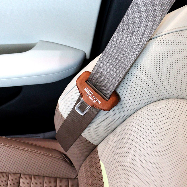 [비브랜드](와이앤유)레터링 인쇄 안전벨트 가죽 클립 커버 소음방지 홀더 실내용품 디올뉴셀토스 호환, 와인